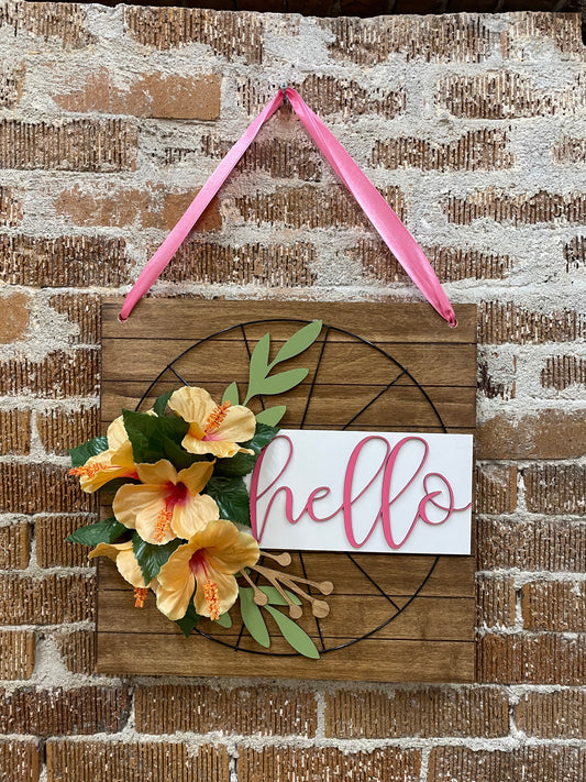 5/23 at Noon Floral Wagon Wheel Door Hanger