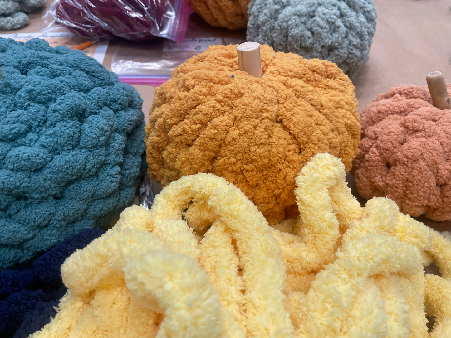 8/15/26 @ 2pm 3 Hand Knit Chunky Pumpkins Workshop