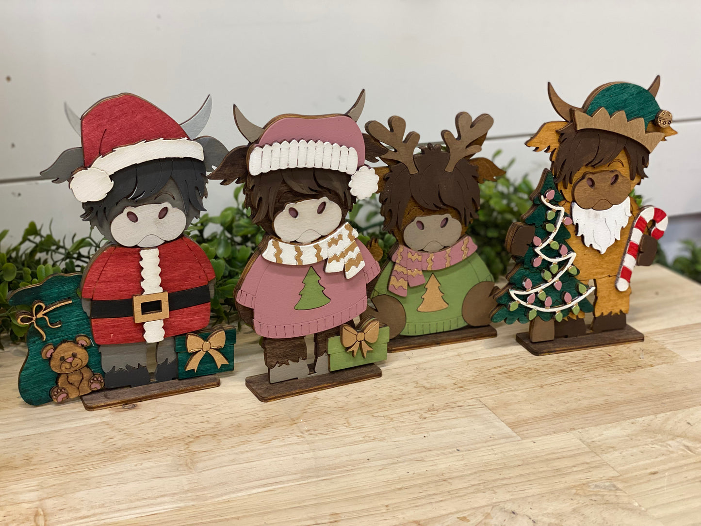 Set of 4 Standing Highland Cows