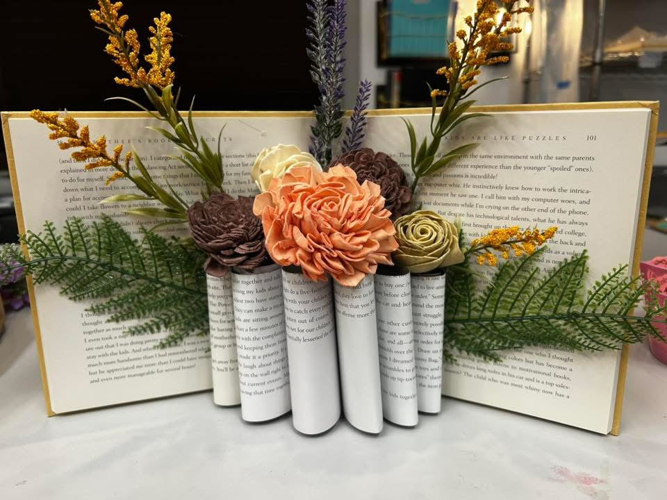 Page Turning Floral Book Art: Friday, March 27 6pm