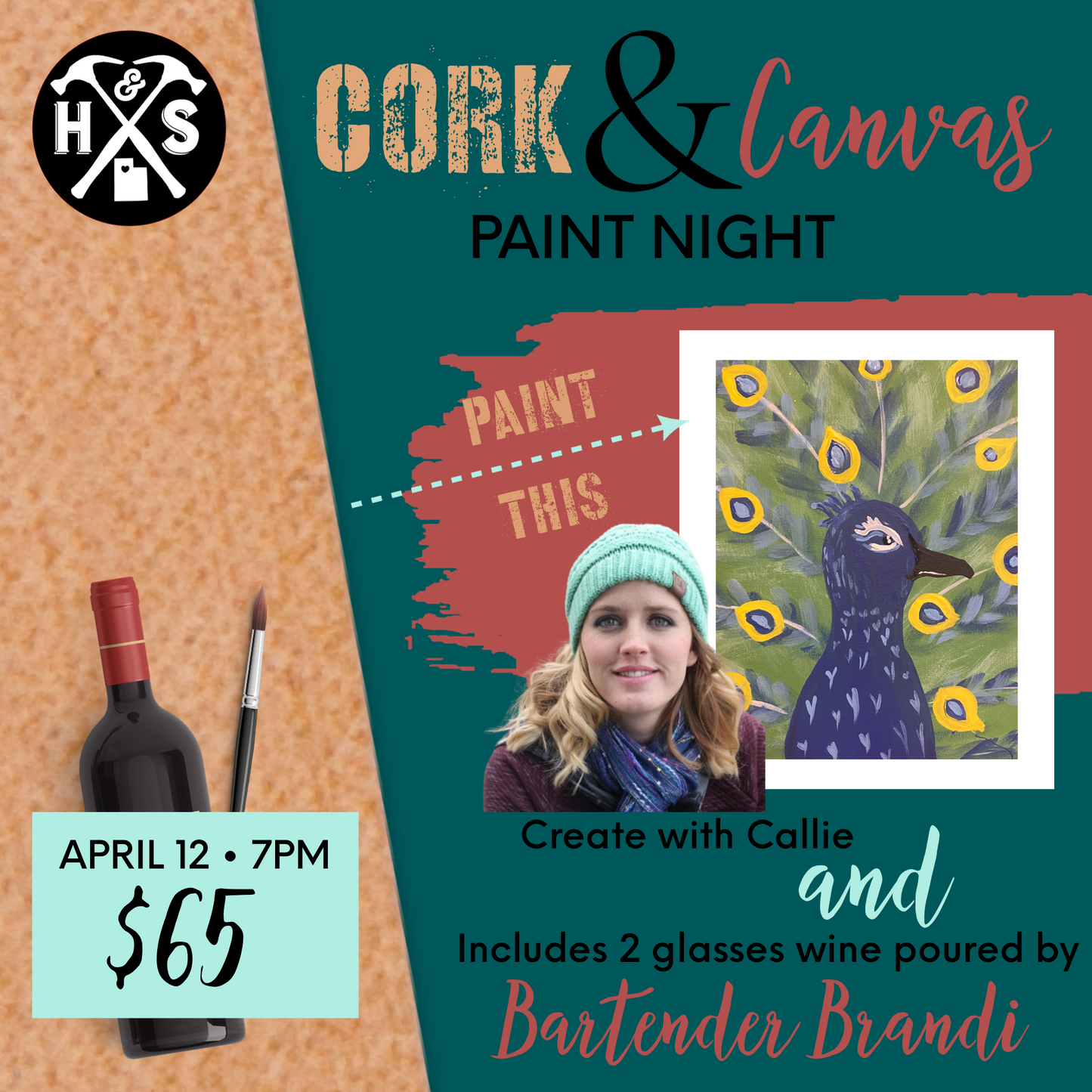Cork & Canvas Paint & Wine Event: 4/12 @ 7pm