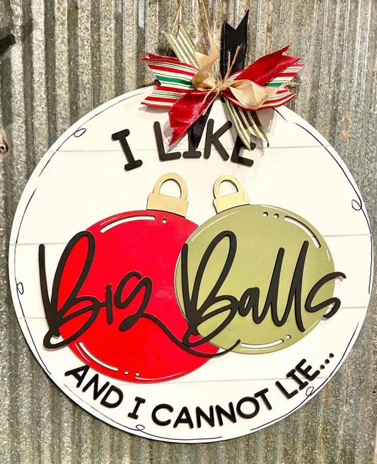 Large Faux Pallet Door Hanger - I Like Big Balls