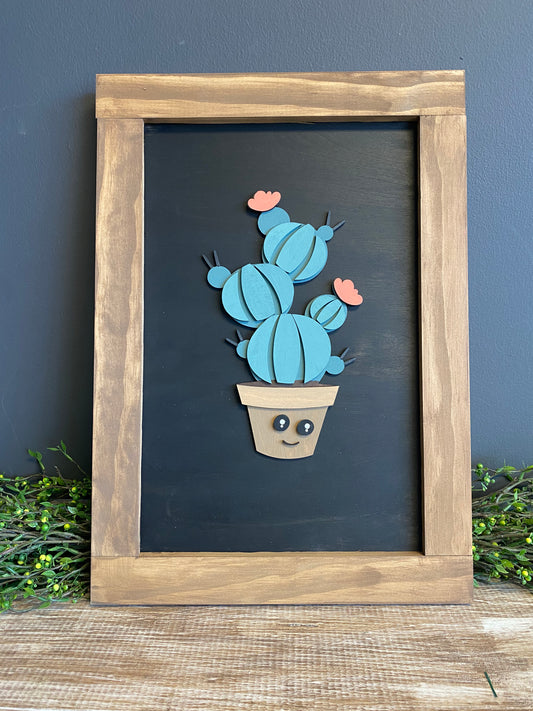 Potted Cactus framed sign