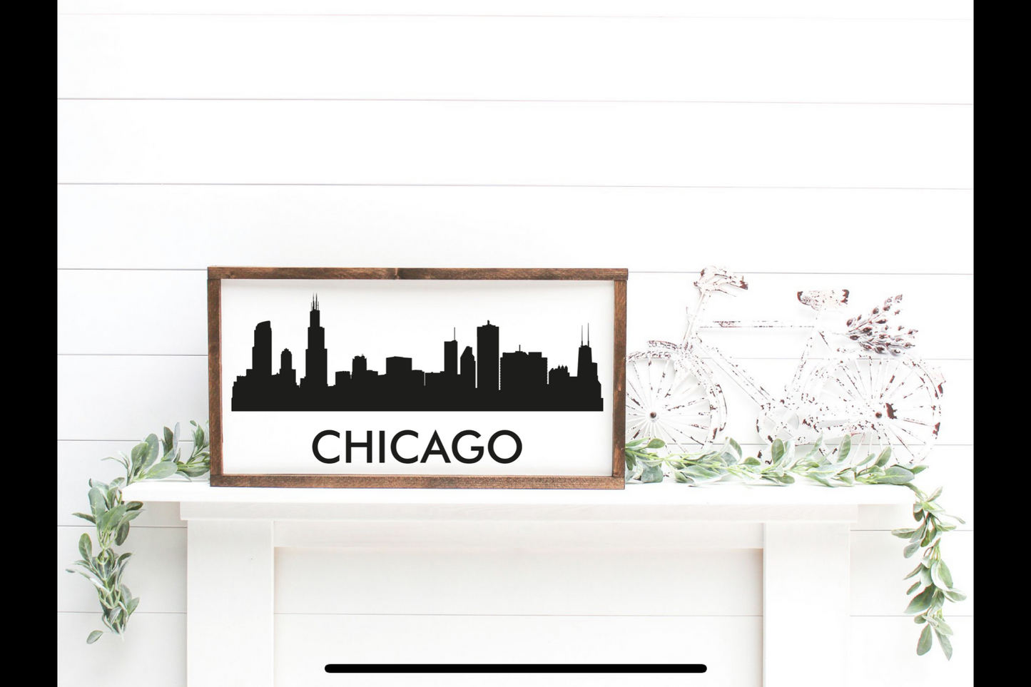 Cityscape 14”x50” Framed Sign